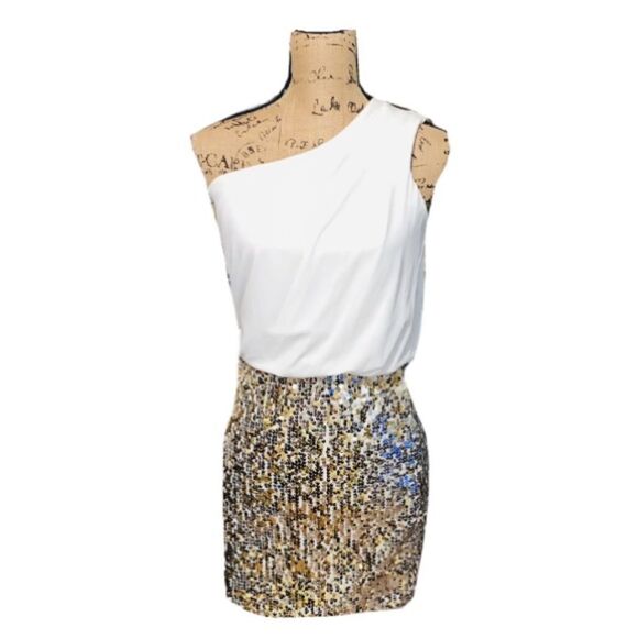 Way-in one shoulder sequin dress size s - Picture 1 of 3